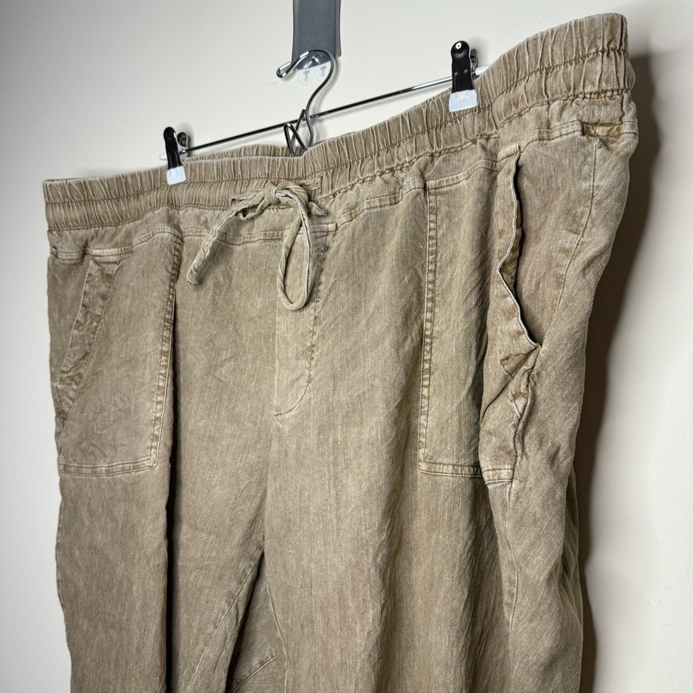 KUT FROM THE KLOTH Rosalie Boho Linen Blend Comfy Pull On Drawstring Waist Pants - Picture 3 of 7